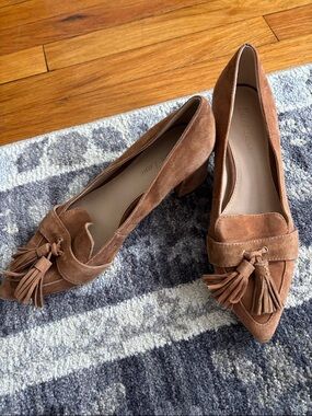 Essex Lane Brown Suede Tassel Pointed-Toe Pumps